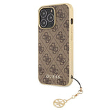 Guess 4G Charms Hülle Cover für iPhone 13 Pro - Braun