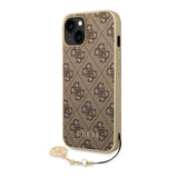 Guess 4G Charms Hülle Cover für iPhone 14  - Braun