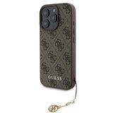 Guess 4G Charm Backcover Case für iPhone 16 Pro - Braun