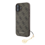 Guess 4G Charm Backcover Case für iPhone 16  - Braun