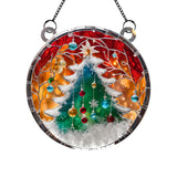 Acrylic Window Hanging Christmas Tree Ornament: Pine Wood Decoration