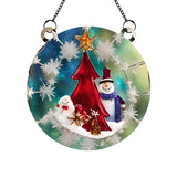 Acrylic Window Hanging Christmas Snowman Ornament: Pine Wood Decor