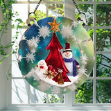 Acrylic Window Hanging Christmas Snowman Ornament: Pine Wood Decor