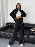 long sleeve half-turtleneck cardigan & trousers set - 2