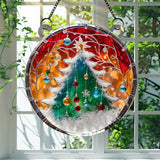 Acrylic Window Hanging Christmas Tree Ornament: Pine Wood Decoration