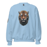 Sweatshirt Tiger Head Graphic Print Front, Back, Sidearm Sweatshirt | Classic Fit, Unisex Soft Cotton and Polyester