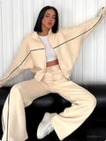 long sleeve half-turtleneck cardigan & trousers set - 0