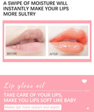 Moisturizing Lip Glow Oil - Cherry Seed Oil, Plumping & Hydrating Gloss