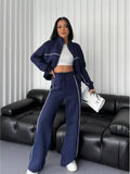 long sleeve half-turtleneck cardigan & trousers set - 5