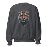 Sweatshirt Tiger Head Graphic Print Front, Back, Sidearm Sweatshirt | Classic Fit, Unisex Soft Cotton and Polyester