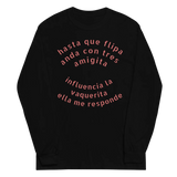 Long Sleeve Shirt: Men's, Spanish Reggaeton Slogan and Back Graphic Woman Bikini 100% Cotton