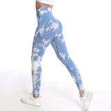 Women's Fashionable Simple Tie-dye Printed High Waist Hip Lift Sports Running Fitness Pants