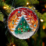 Acrylic Window Hanging Christmas Tree Ornament: Pine Wood Decoration