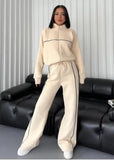 long sleeve half-turtleneck cardigan & trousers set - 1