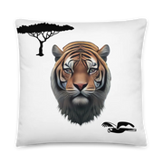 Decorative Pillow with Tiger Print - Soft, Machine-Washable with Hidden Zipper