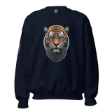 Sweatshirt Tiger Head Graphic Print Front, Back, Sidearm Sweatshirt | Classic Fit, Unisex Soft Cotton and Polyester