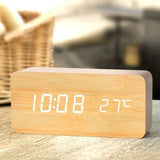 wooden digital alarm clock - 0