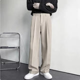 Men's All-Season Loose Fit Wide-Leg Drape Trousers